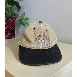 1995 US Senior Open Congressional Brown Golf Leather Strapback Hat Izod Club VTG